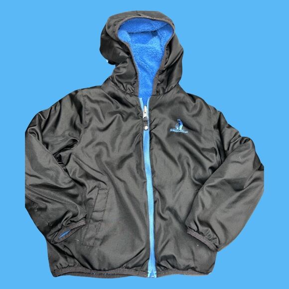 Rugged Bear Reversible Black Blue Quilted Fleece Hoodie Jacket Size 5 - Picture 5 of 5